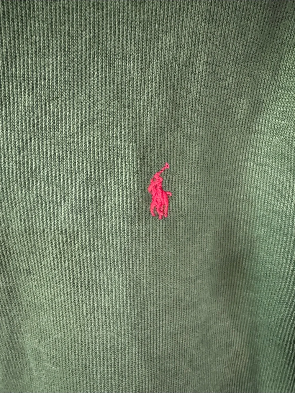 Ralph Lauren Forest Green Quarter-Zip Pullover with Pink Pony
